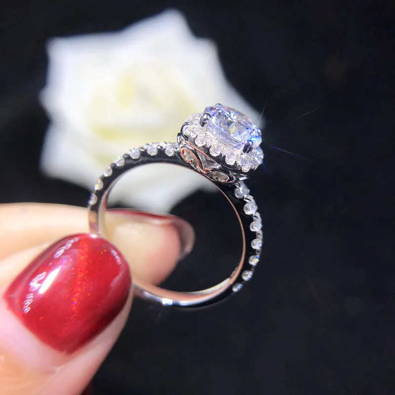 0.5 Carat Moissanite Diamond Halo Ring for Her