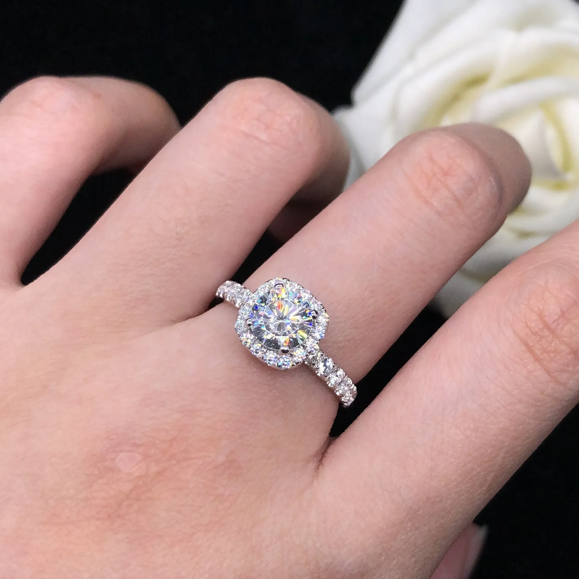 0.5 Carat Moissanite Diamond Halo Ring for Her