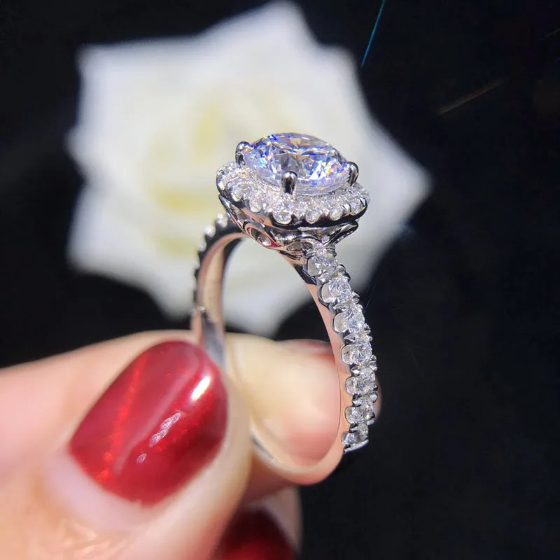 0.5 Carat Moissanite Diamond Halo Ring for Her