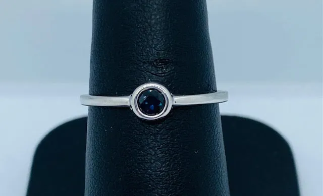 10K White Gold Bezel Set Sapphire Ring