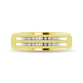 10K Yellow Gold Diamond 1/10 Ctw Mens Ring
