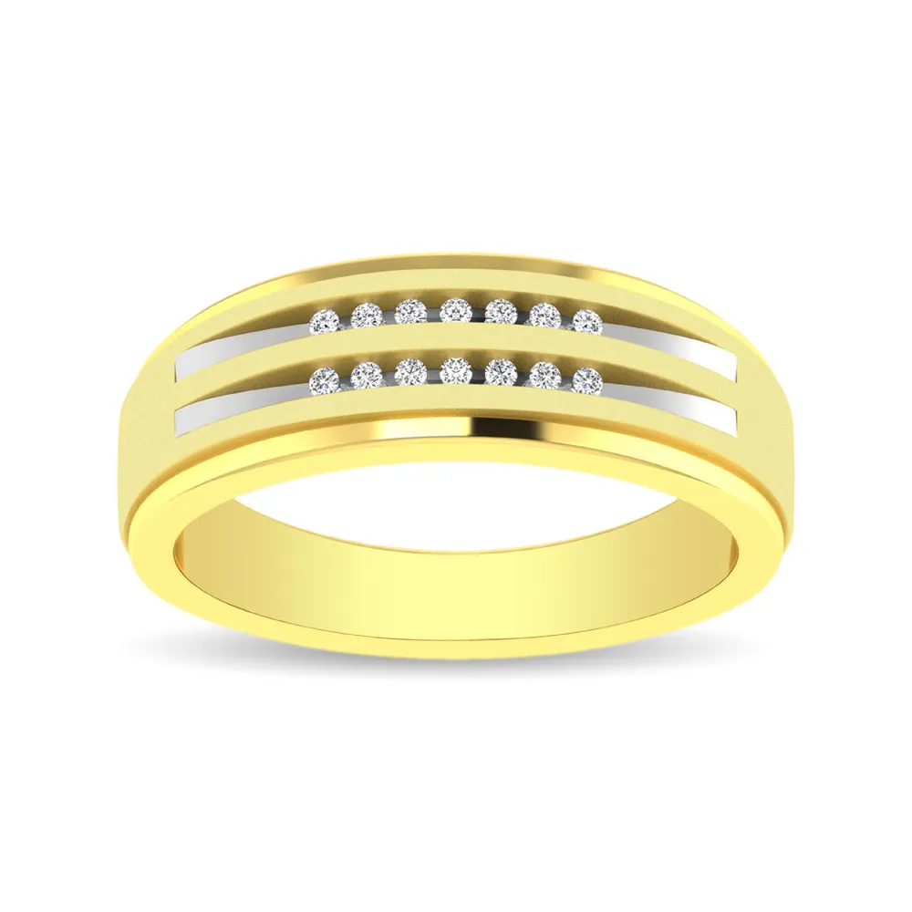 10K Yellow Gold Diamond 1/10 Ctw Mens Ring