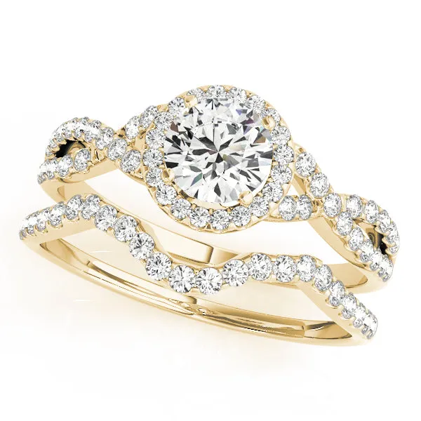 14k Halo Engagement Ring Set