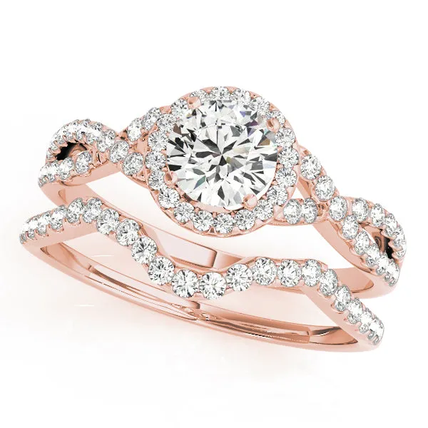 14k Halo Engagement Ring Set