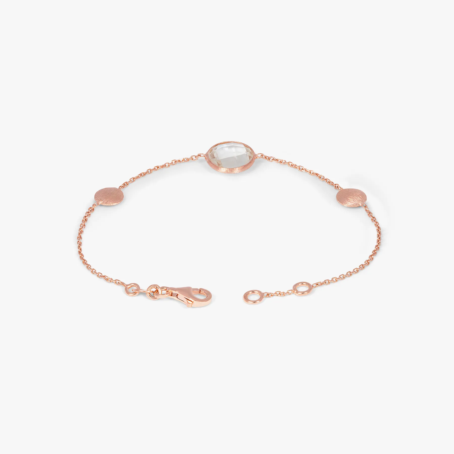 14K satin rose gold Kensington bracelet with prasiolite