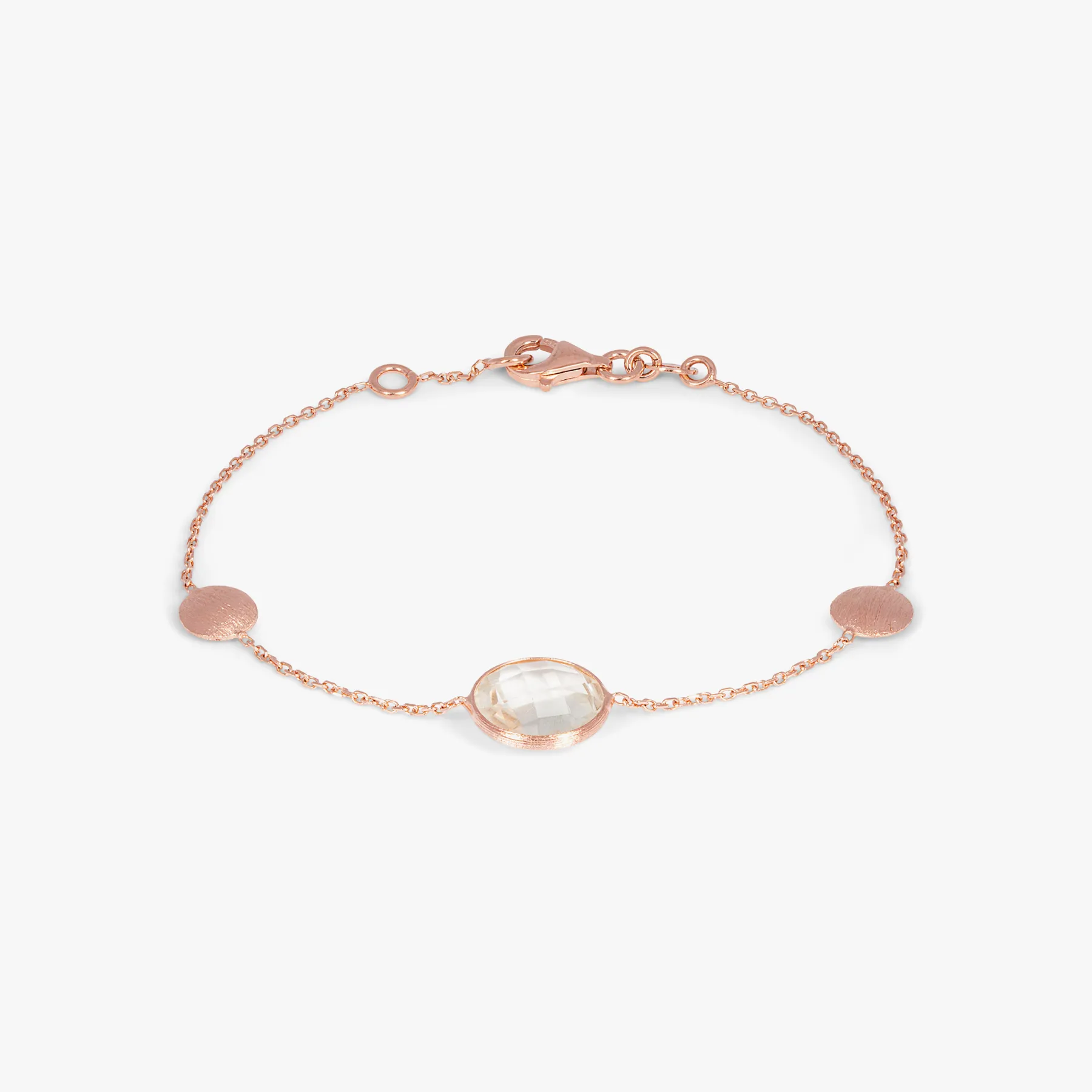 14K satin rose gold Kensington bracelet with prasiolite
