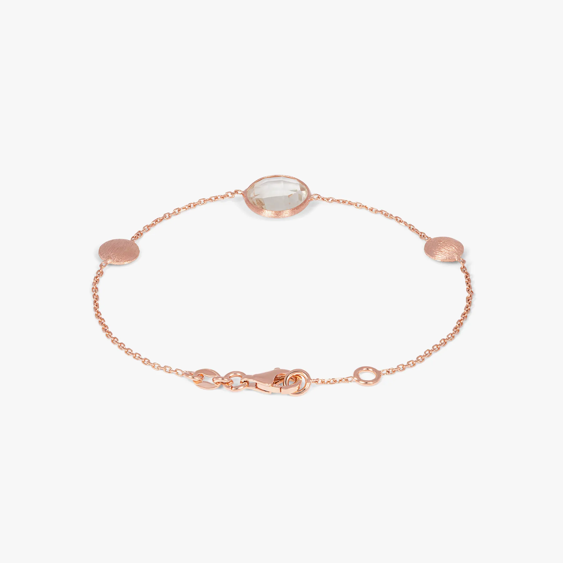 14K satin rose gold Kensington bracelet with prasiolite