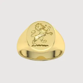 14k Solid Gold Scottish Rampant Lion Signet Ring