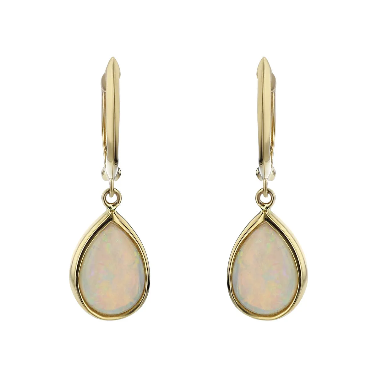 14K Yellow Gold Australian Opal Drop Earrings