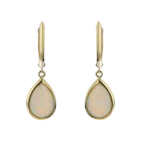 14K Yellow Gold Australian Opal Drop Earrings