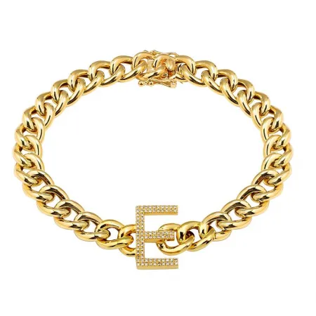 14K Yellow Gold Diamond Initial Link Bracelet