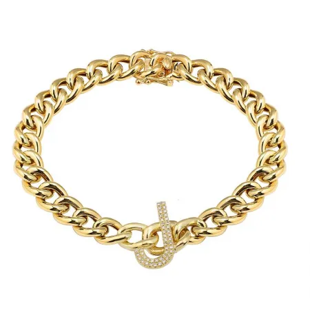 14K Yellow Gold Diamond Initial Link Bracelet