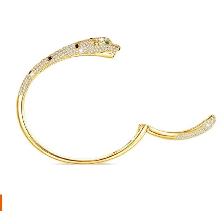 18k Gold & Cz Motif Bangle Bracelet