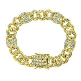 18k Gold Figaro Link Cz Bracelet