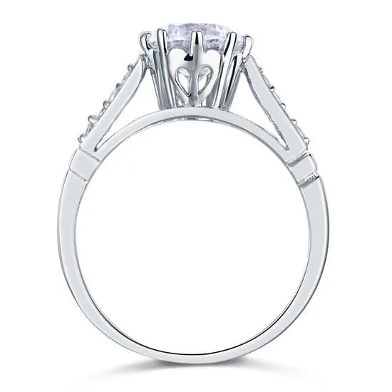 2 Carat Round Cut Ring Simulated Diamond 925 Sterling Silver Wedding Anniversary Engagement