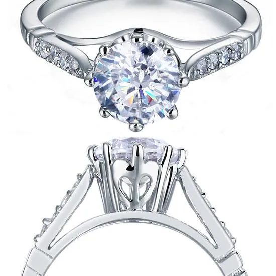 2 Carat Round Cut Ring Simulated Diamond 925 Sterling Silver Wedding Anniversary Engagement