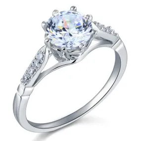 2 Carat Round Cut Ring Simulated Diamond 925 Sterling Silver Wedding Anniversary Engagement