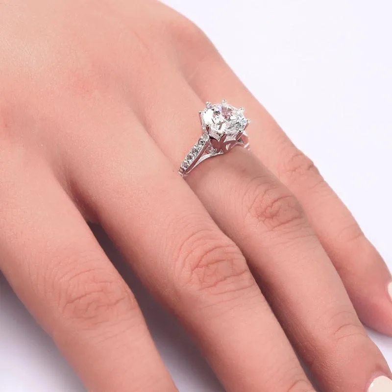 2 Carat Round Cut Ring Simulated Diamond 925 Sterling Silver Wedding Anniversary Engagement