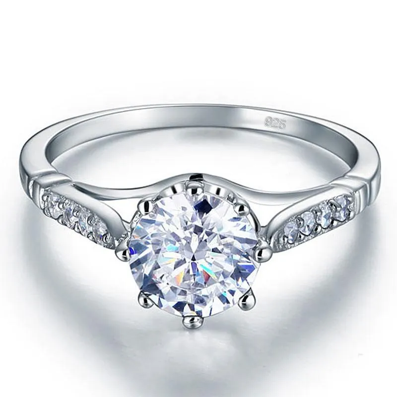 2 Carat Round Cut Ring Simulated Diamond 925 Sterling Silver Wedding Anniversary Engagement