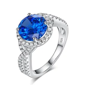 3 Carat Navy Blue Stone 925 Sterling Silver Wedding Engagement Luxury Ring Promise Anniversary