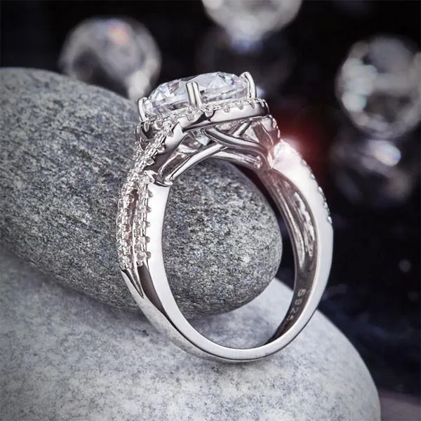 3 Carat Simulated Diamond 925 Sterling Silver Wedding Engagement Luxury Ring Promise Anniversary