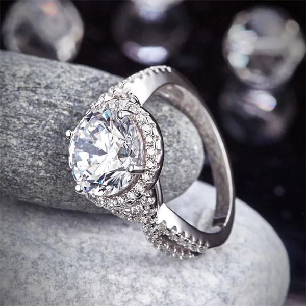 3 Carat Simulated Diamond 925 Sterling Silver Wedding Engagement Luxury Ring Promise Anniversary