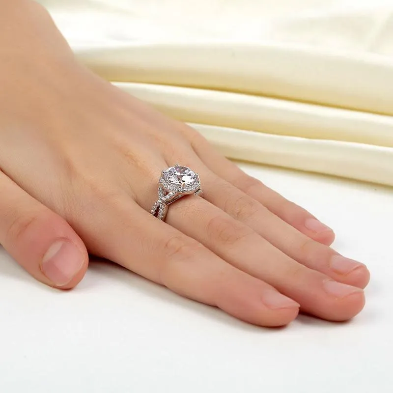 3 Carat Simulated Diamond 925 Sterling Silver Wedding Engagement Luxury Ring Promise Anniversary