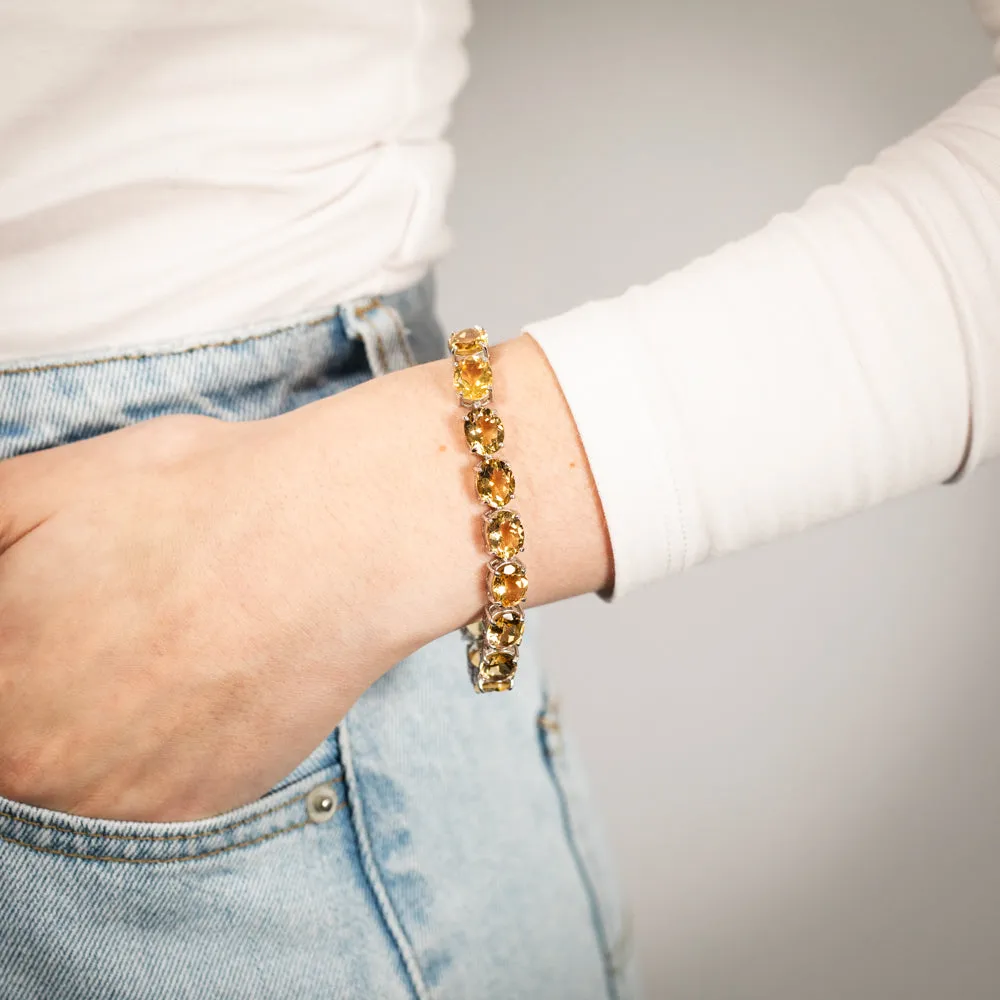 40 Carat Citrine Tennis Bracelet Set in Sterling Silver