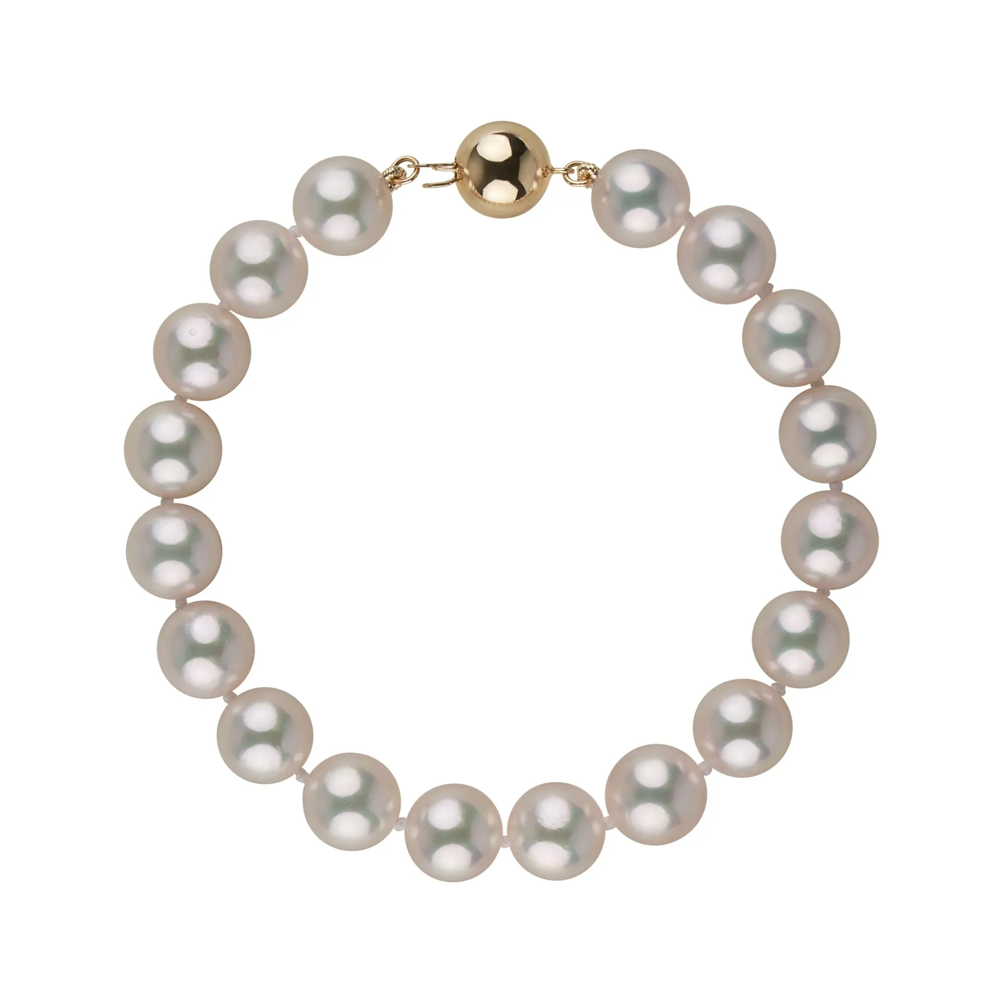 9.0-9.5 mm AAA Blush White Silver Rose Tone Akoya Pearl Bracelet