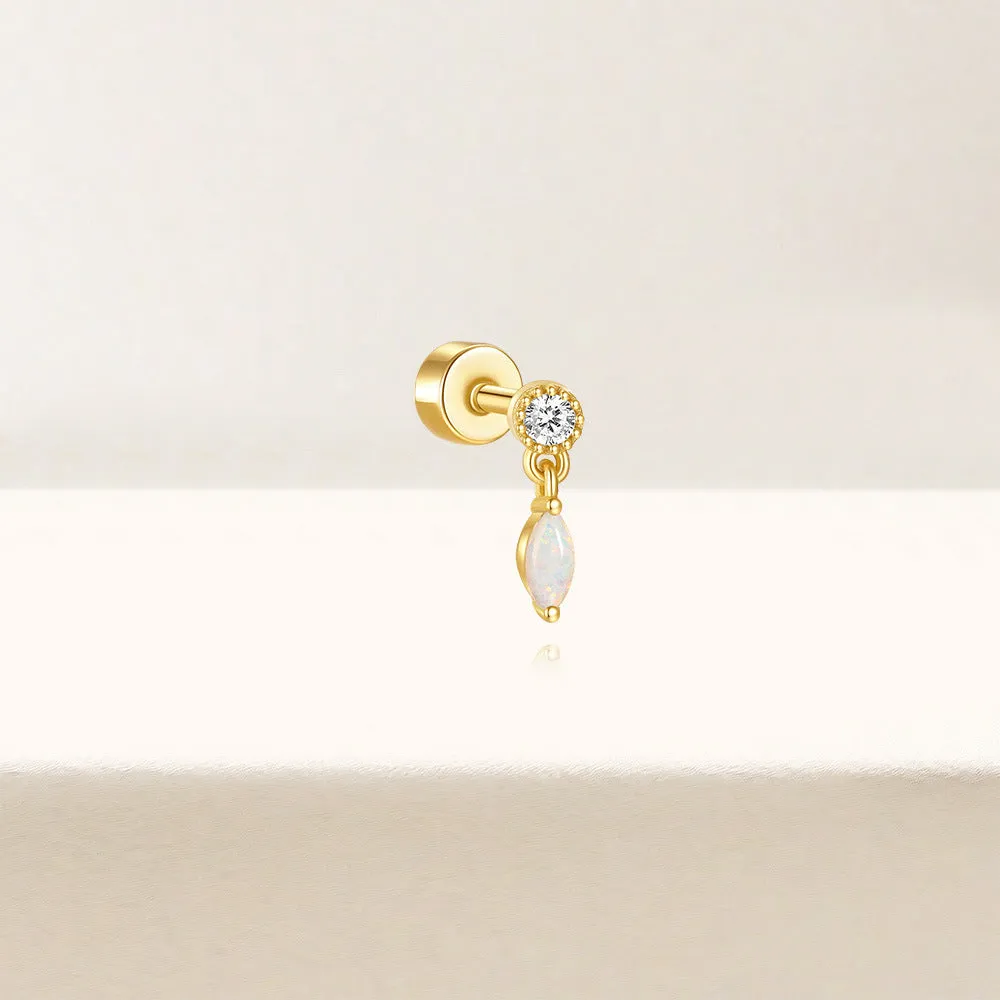 925 Silver Opal Pendant Flat Back Earrings