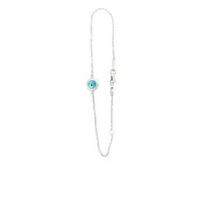 9ct White Gold Evil Eye Bracelet