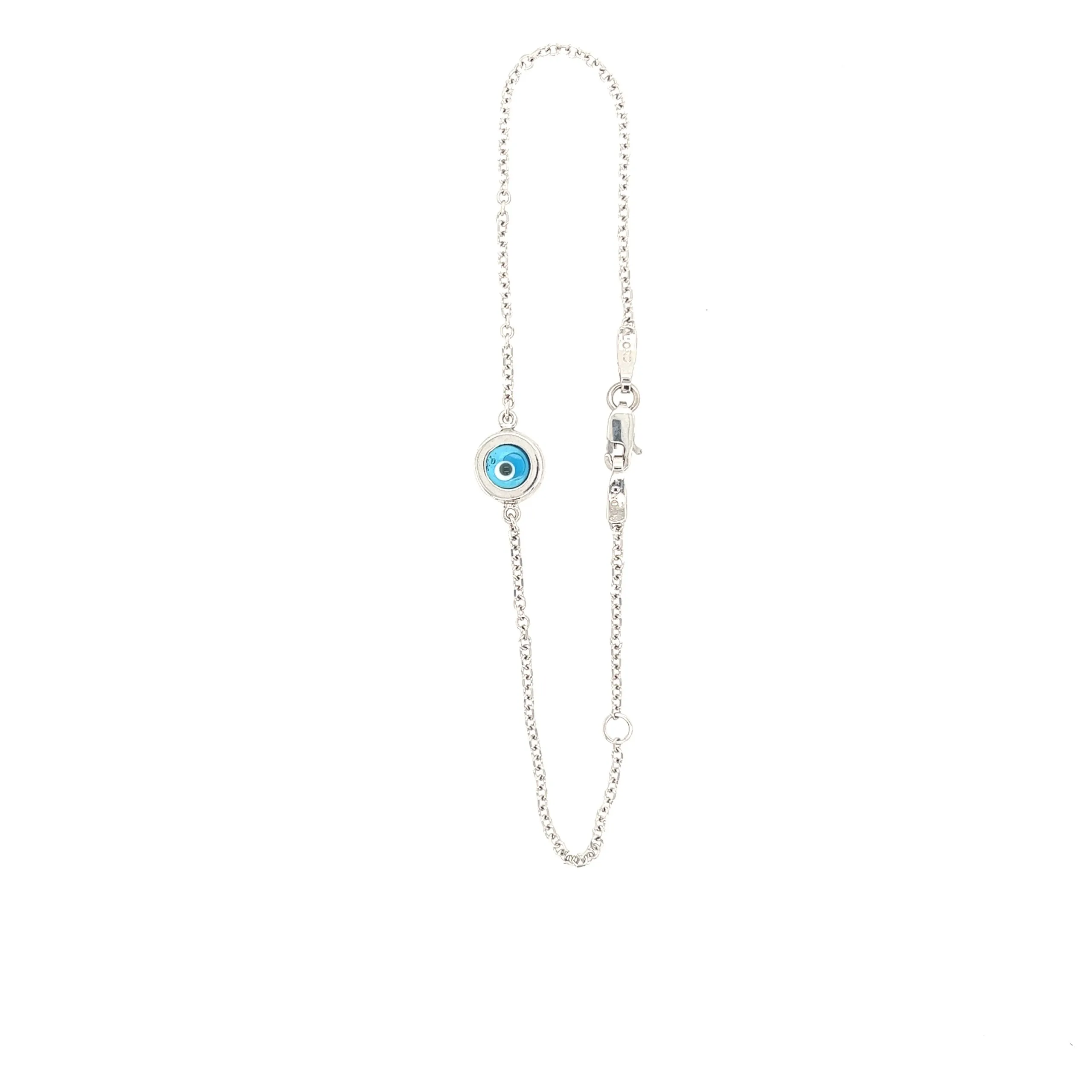 9ct White Gold Evil Eye Bracelet
