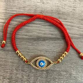 Adjustable Red Evil Eye Bracelet 08