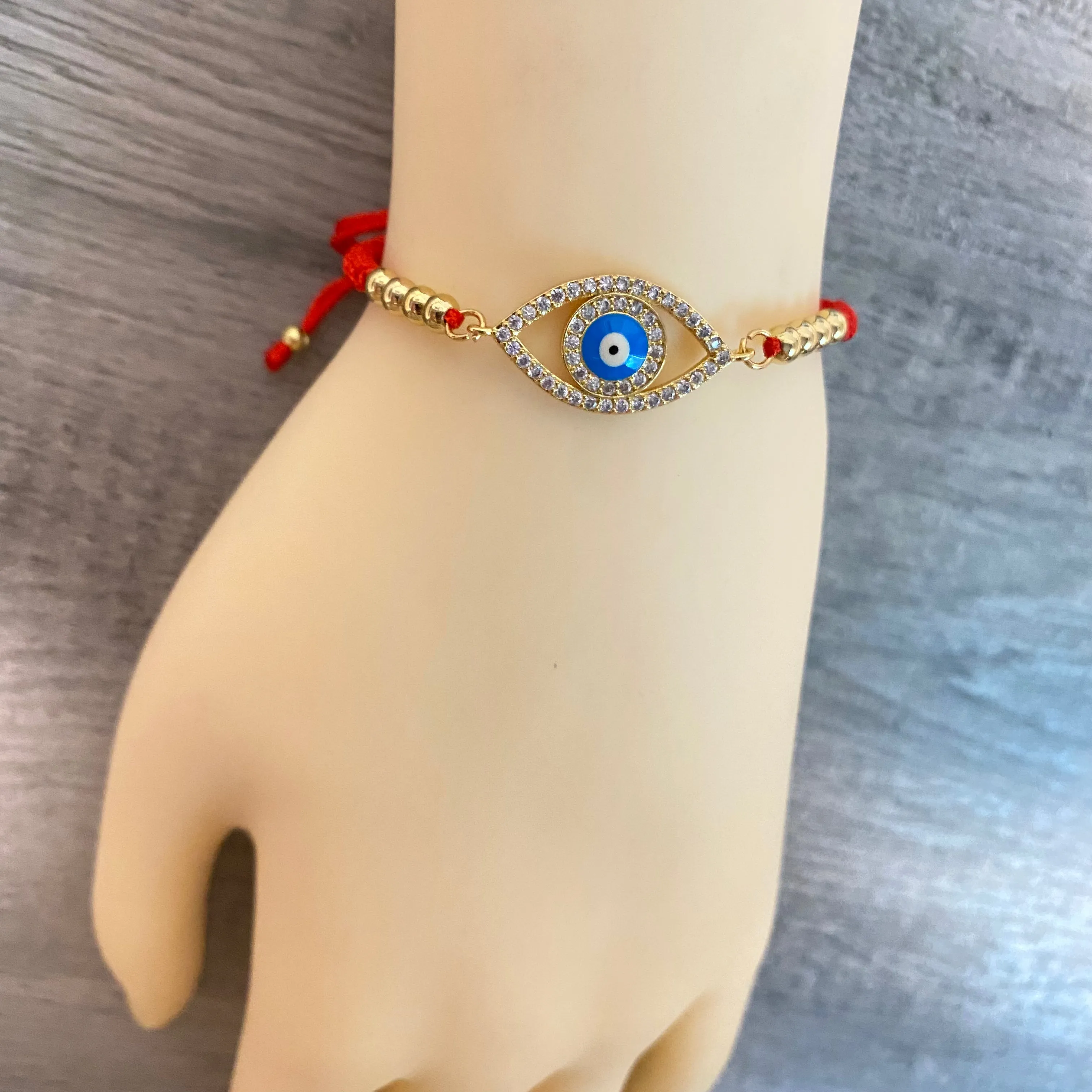 Adjustable Red Evil Eye Bracelet 08