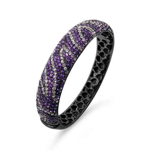 Amethyst & White Sapphire Zebra Bangle