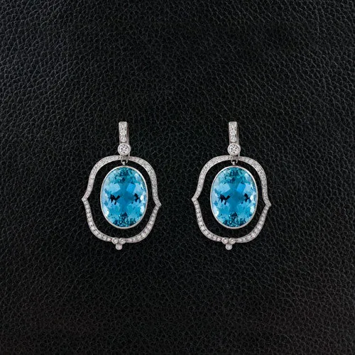 Aquamarine & Diamond Estate Earrings