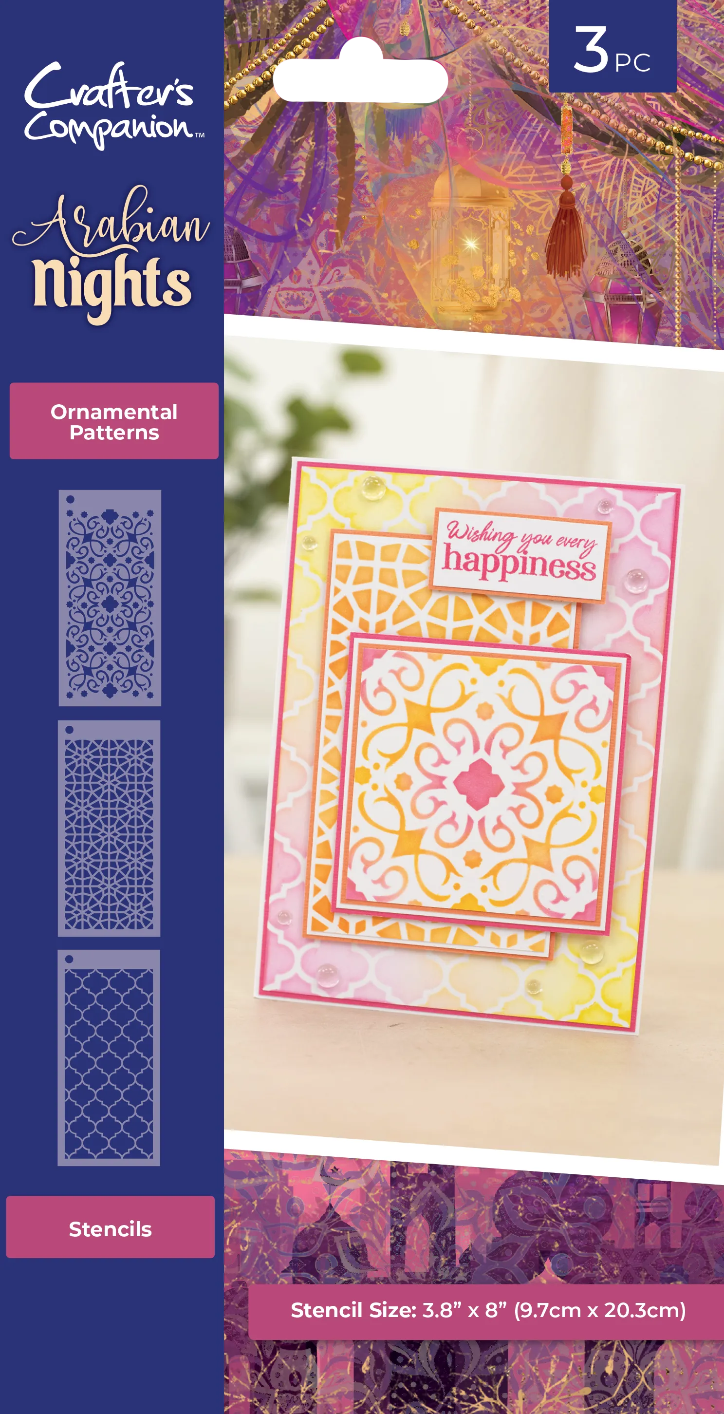 Arabian Nights 3.8" x 8" Stencils 3 pack - Ornamental Patterns