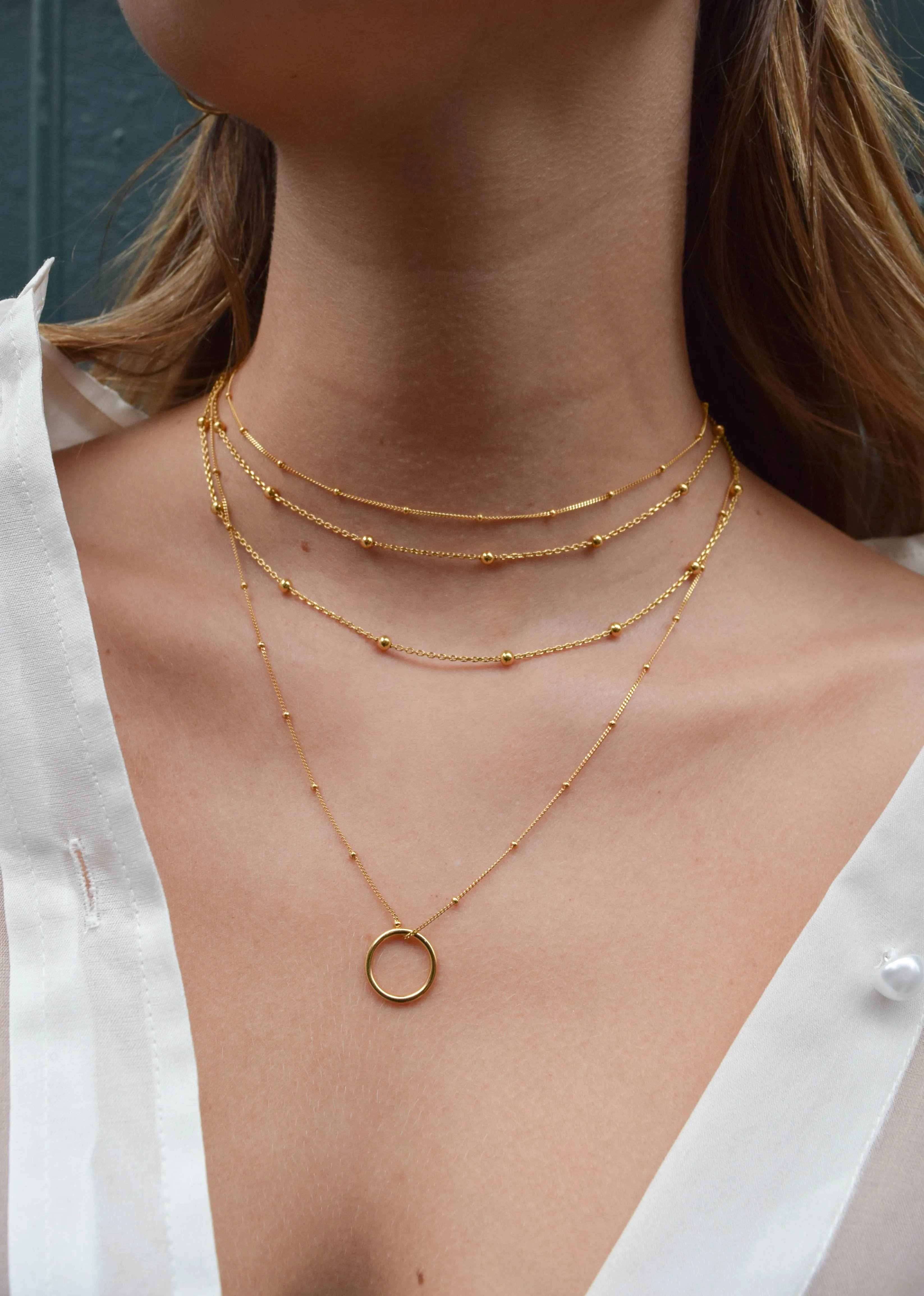 Astrid & Miyu -Basic Halo Pendant Necklace- Gold