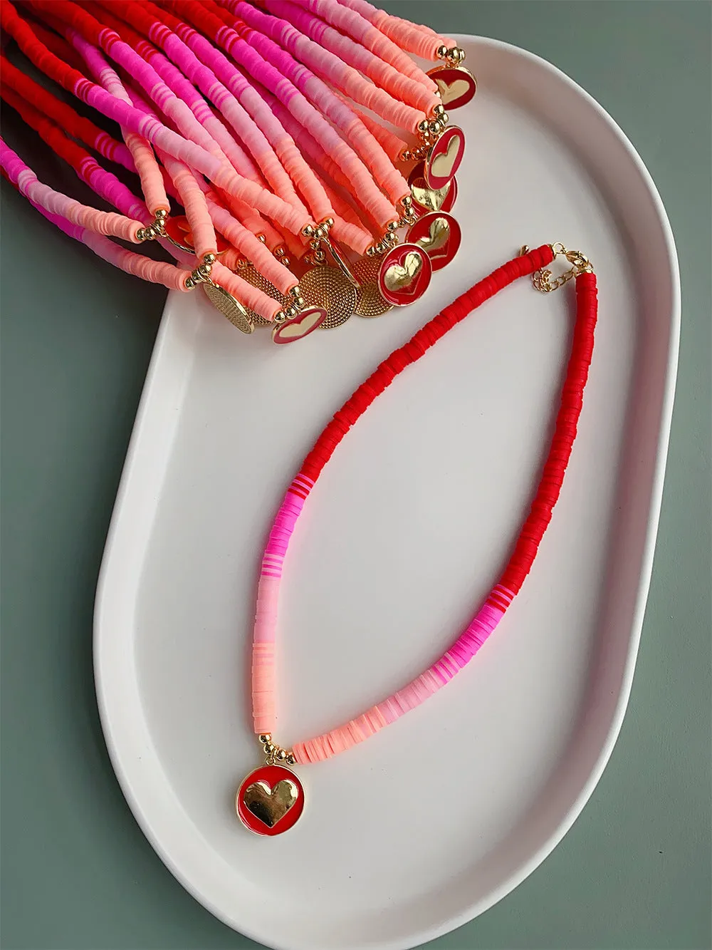 Beaded Heart Charm Necklace Collection