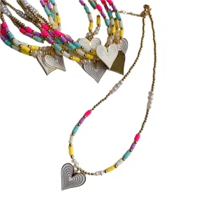 Beaded Heart Charm Necklace Collection
