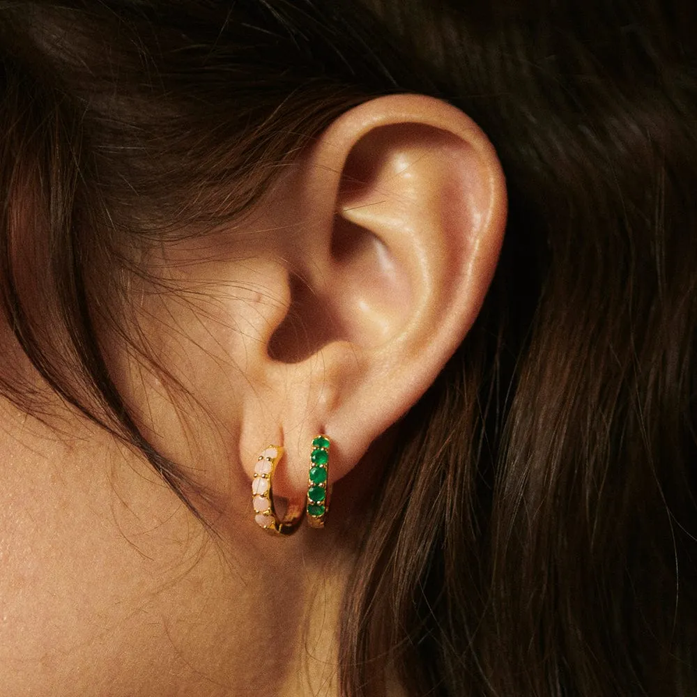 Beloved Pink Opal Huggie Earrings 18ct Gold Plate