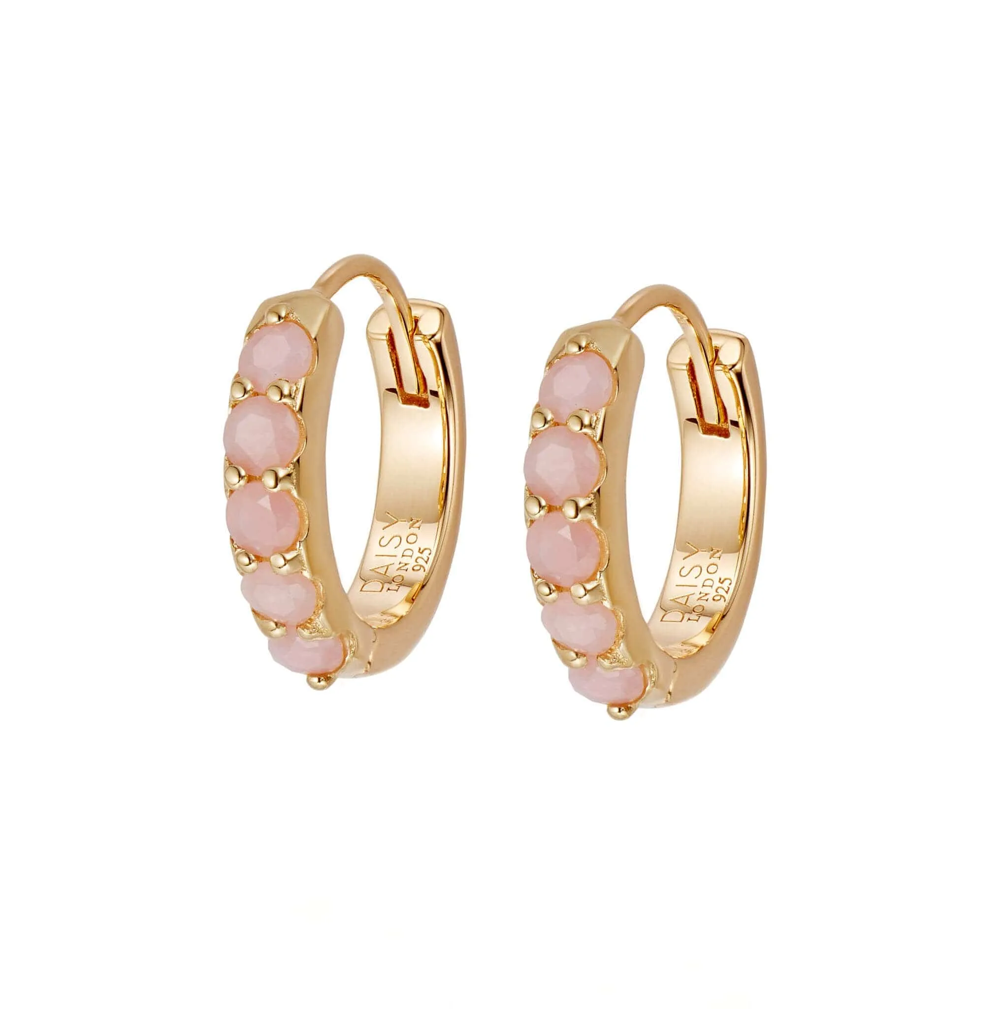 Beloved Pink Opal Huggie Earrings 18ct Gold Plate