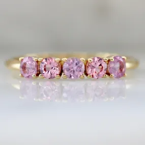 Blossom Pink Round Brilliant Cut Sapphire & Spinel Band