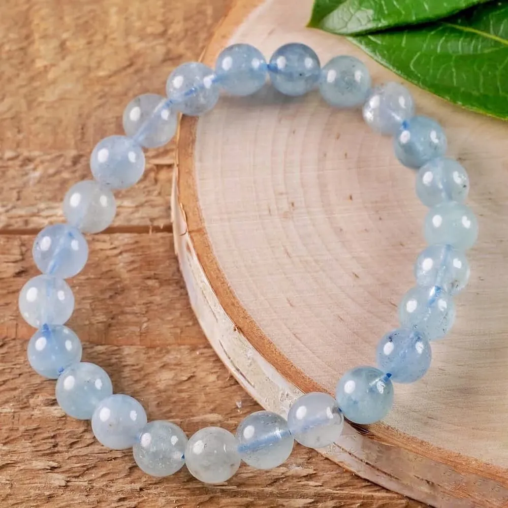 Blue Aquamarine Beaded Bracelet