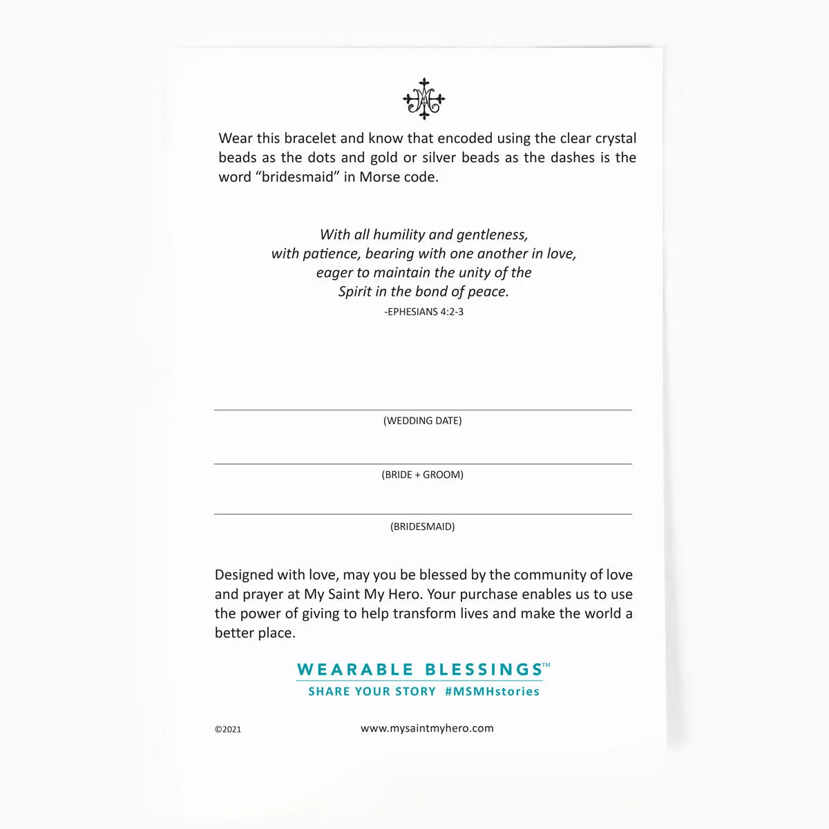 Bridesmaid Morse Code Bracelet by My Saint My Hero