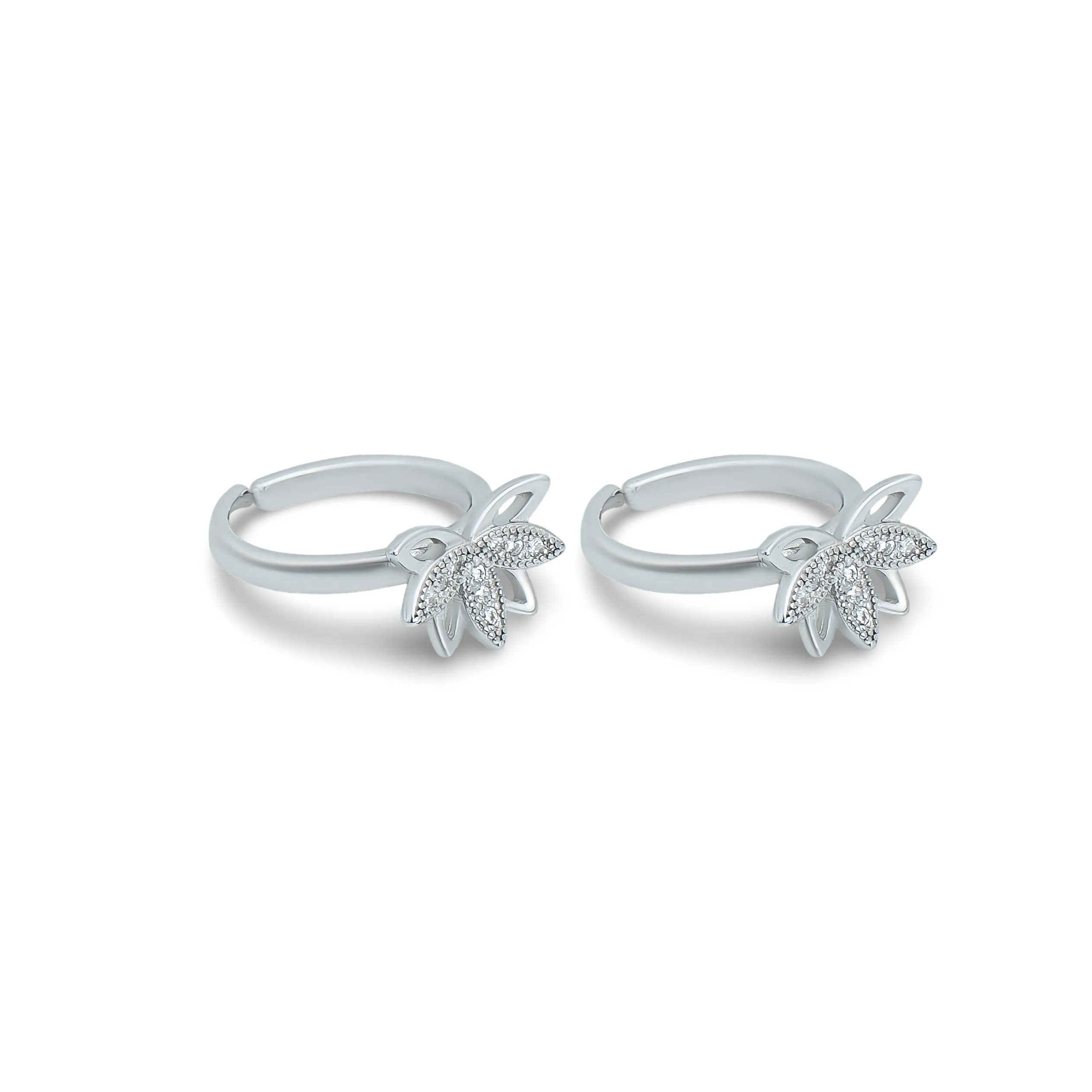 Butterfly and Leaf Deisgn Silver Toe Ring For Girls