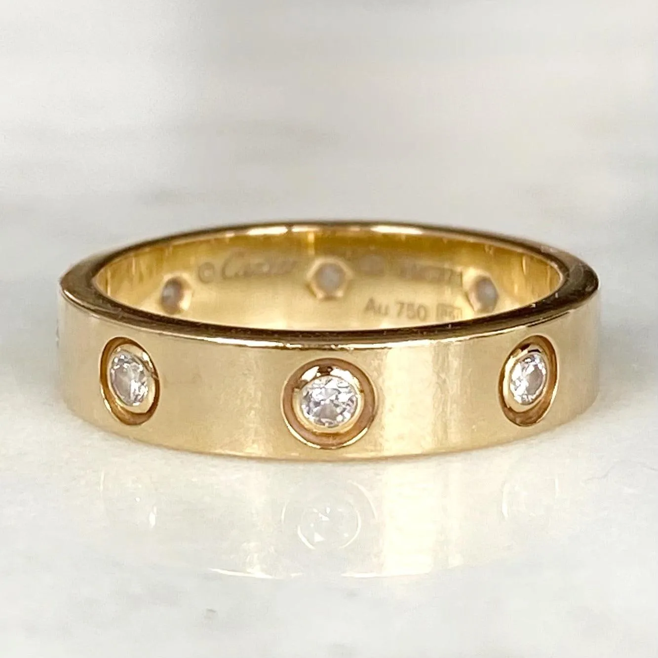 Cartier 18K Yellow Gold 8 Diamond Love Ring 49