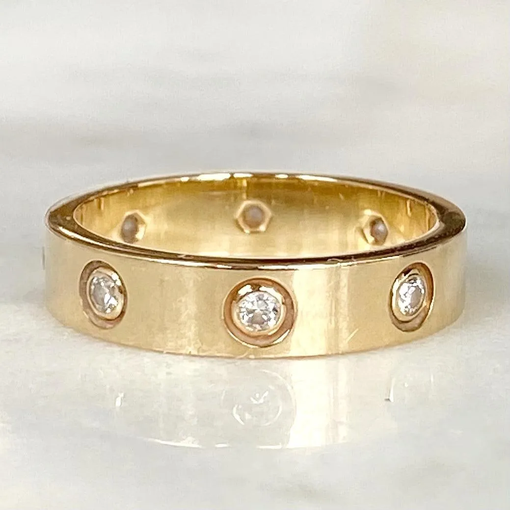 Cartier 18K Yellow Gold 8 Diamond Love Ring 49