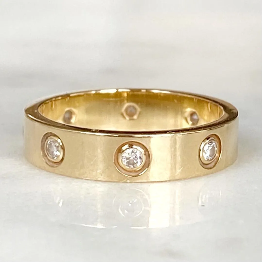 Cartier 18K Yellow Gold 8 Diamond Love Ring 49