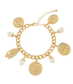 Coin & Pearl Charm Bracelet